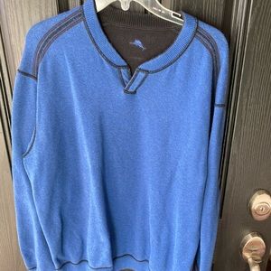 Tommy Bahama men’s reversible Royal blue and black crew neck sweater size Large